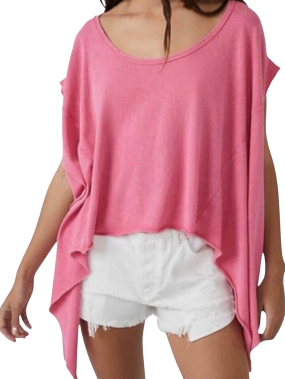Free People We The Free Angel Tee Rose Pink Oversized Distressed M NWT